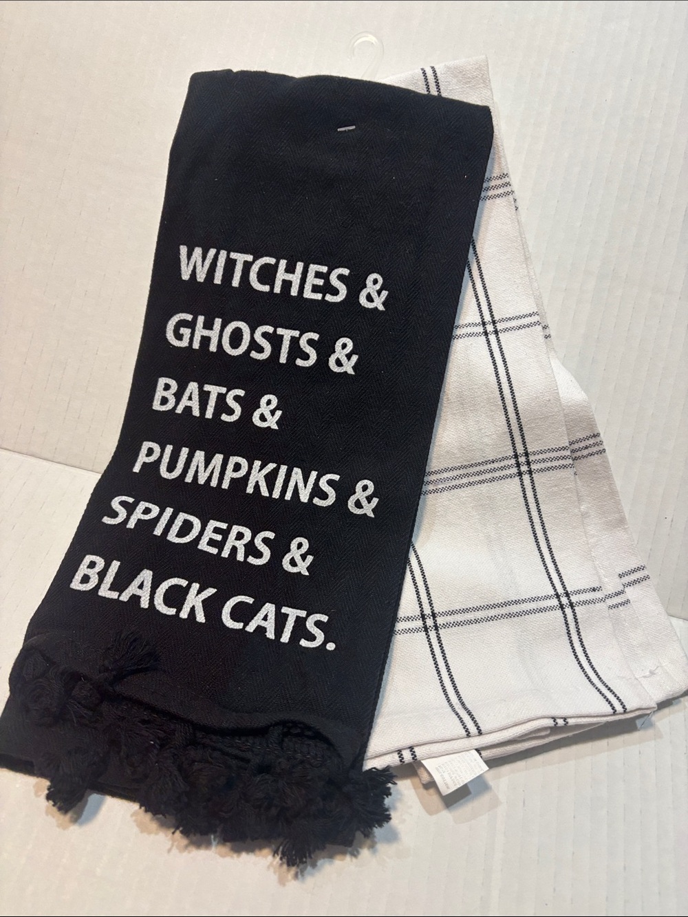 Halloween Black Graphic tea hand towel set - Black